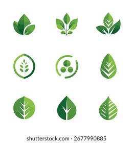Colección de logotipos de hojas verdes para marcas ecológicas