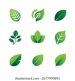 Colección de logotipos de hojas verdes para marcas ecológicas