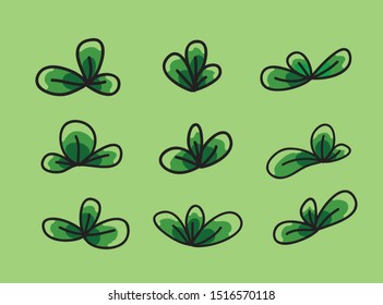 collection of green leaf vector images in several shapes and patterns