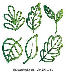 Collection of green leaves and botanical elements