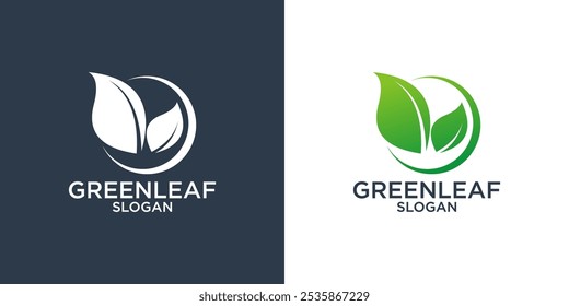 collection of green leaves logo design vector