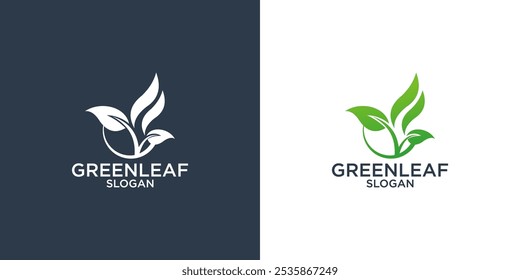 coleção de folhas verdes vetor de design de logotipo