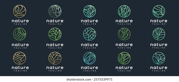 Collection of green nature leaf logo designs. Nature leaf logo template. Nature logo symbol icon