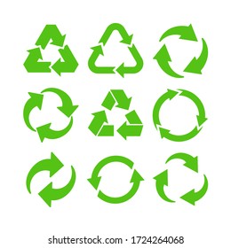 collection of green recycle icon vector illustration - Recycle symbols isolated color editable - Shutterstock ID 1724264068