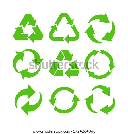 collection of green recycle icon vector illustration - Recycle symbols isolated color editable