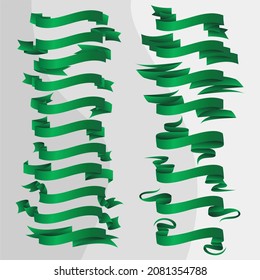 A collection of green ribbon designs, in vector format that can be applied to your designs