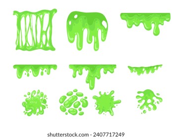 Collection of Green Slime. Green liquid 