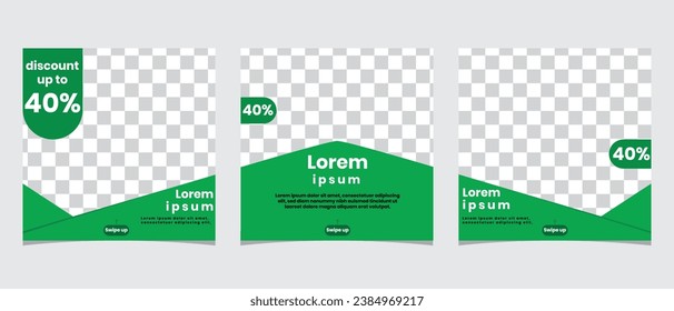 Collection of Green Social Media Banner Templates, suitable for digital marketing sales promotions, vector eps 10