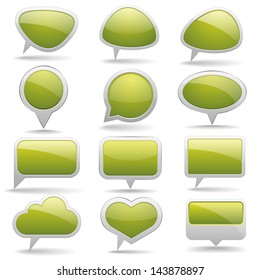 Collection of green speech bubbles