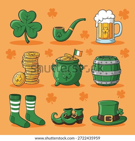 Collection of green St Patricks Day icons