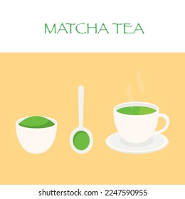 Collection of green tea, matcha tea