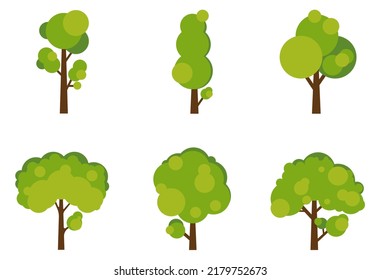 collection of green tree illustrations. eps10.