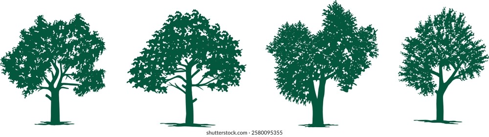 collection of green tree logos with various shapes