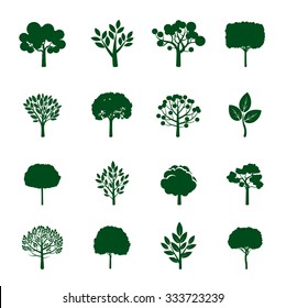 Collection of Green Trees. Vector icons.