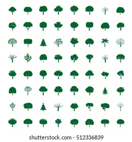 Collection of Green Trees. Vector icons.
