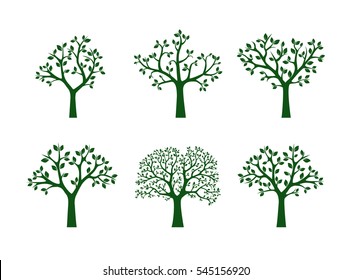 Collection of Green Trees. Vector Illustration.