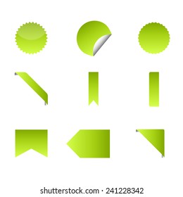 Collection of green vector labels and ribbons for web or flyer