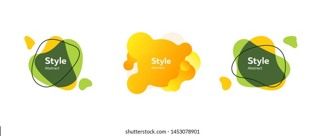 Collection of green and yellow dynamical forms. Abstract background. Futuristic technology style. Motion. Can be used for advertising, marketing, presentation