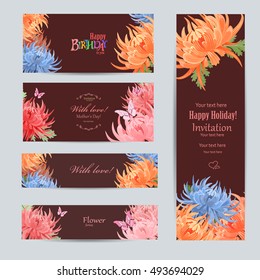 collection of greeting cards with a chrysanthemum for your design.