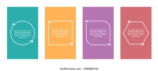 Collection of greeting cards. Cite slogans, descriptions, or speech notes. Quote template illustration.