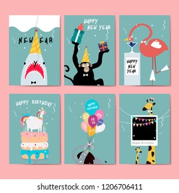 Collection of greeting cards vector