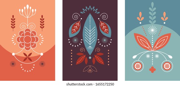 Collection of Greeting or invitation cards. Design templates, abstarct floral compositions. Banner set. Birthday cards. Flat design, minimal style