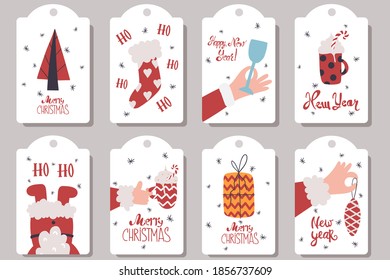 
Collection of greeting tags for the new year. Vector illustration.
