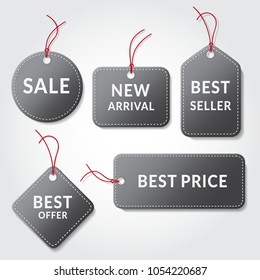 Collection of grey sale tags. Vector Illustration.