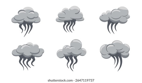 Collection of Grey Stormy Clouds for Visual Design and Weather Forecasting Resources