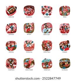 Collection of Gridiron Sport Flat Illustrations 

