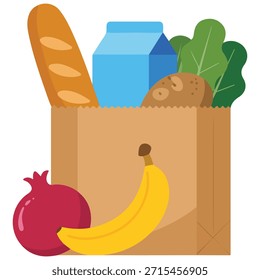 Colección de los artículos de la tienda de comestibles y bebidas Ilustración vectorial aislada sobre fondo blanco