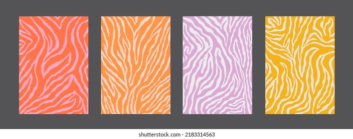 Collection Of Groovy Wild Textures Vector Design. Set of Y2K Backgrounds.