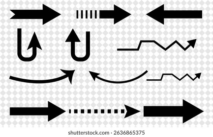 Collection of grunge arrows in different directions