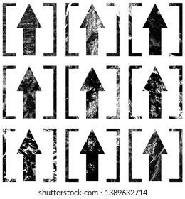 Collection of grunge arrows. Monochrome vector pointers