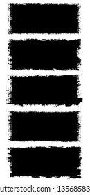 Collection of grunge black backgrounds. The pattern text and design, icons, labels, badges