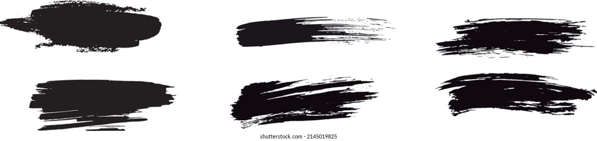collection of grunge black paint, ink brush strokes. Brushes, lines, brush, strokes, grunge, dirty, backdrop. Grunge backgrounds set