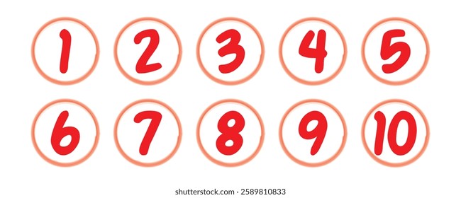 Collection grunge brush drawn numbers from 0 to 9. Dirty painted numbers set. Hand drawn typography vector elements in eps 10.