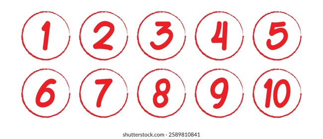 Collection grunge brush drawn numbers from 0 to 9. Dirty painted numbers set. Hand drawn typography vector elements in eps 10.