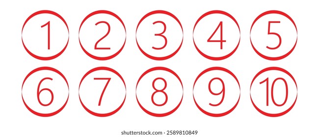 Collection grunge brush drawn numbers from 0 to 9. Dirty painted numbers set. Hand drawn typography vector elements in eps 10.