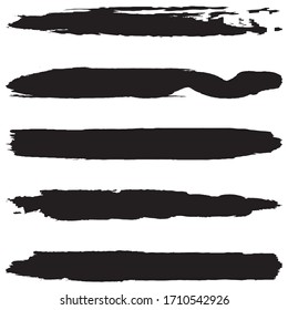 Collection of grunge brushes. Vector paint strokes with a dry brush. Abstract ink spots on white background