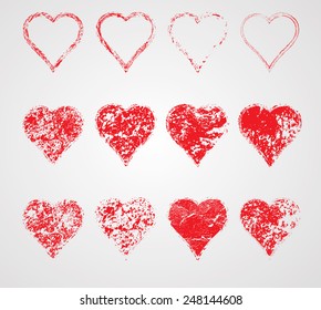 Collection of Grunge Hearts. 