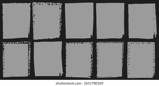 Collection of grunge overlay paper texture, damaged photo cover, retro torn or rip background