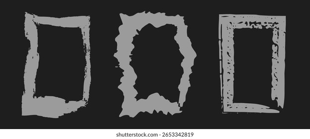 Coleção de textura de papel de sobreposição grunge, capa de foto danificada, fundo rasgado ou rasgado retro, vetor