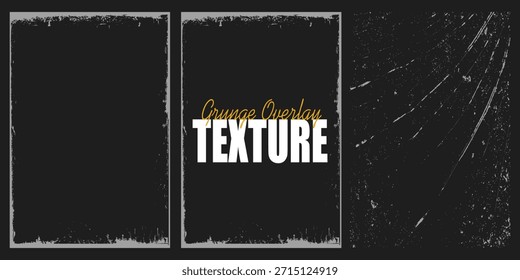 Colección de textura de papel de superposición grunge, cubierta de fotos dañada, fondo retro rasgado o rasgado, marco de trazo de pincel de tinta afligida y Filtrar de Anuncio sucio con borde desigual, salpicaduras y grano de polvo.