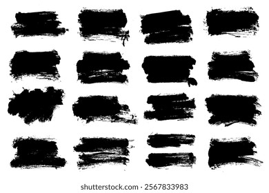 Collection grunge paint brush stroke. Text boxes for banner design.	