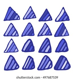 Collection of grunge pen triangles. Set of vector tribal scribbles. Quick ink sketches.