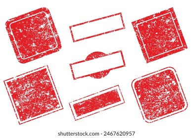 Collection of grunge postage stamps, squares and rectangles. Banners, insignia, logos, stamps, labels and badges. vector disaster textures. Empty forms. Retro frames.