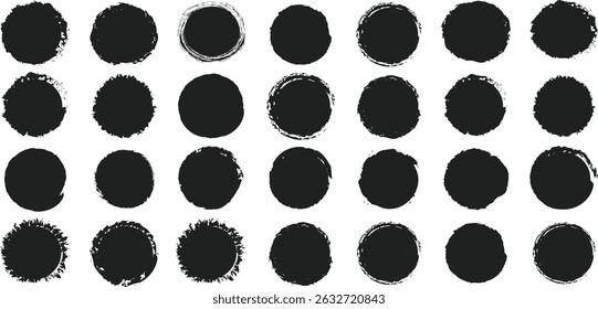 Colección de Formas redondas grunge. Pinceles de texturas de Vector. Conjunto de sellos grunge.