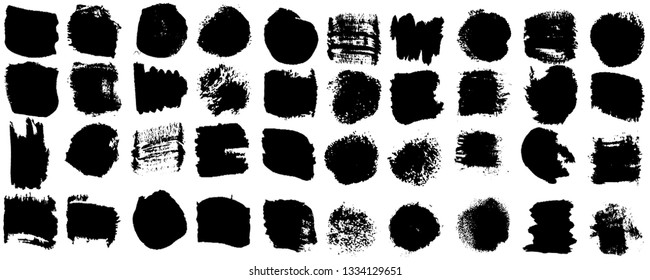 Collection of grunge stains. Set of grunge textures black on white background. Abstract ink blots