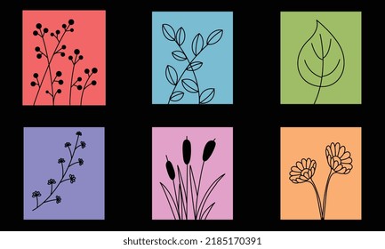 Collection of grunge stickers for invitations. Hand-drawn textures made with ink. Design of leaf. 